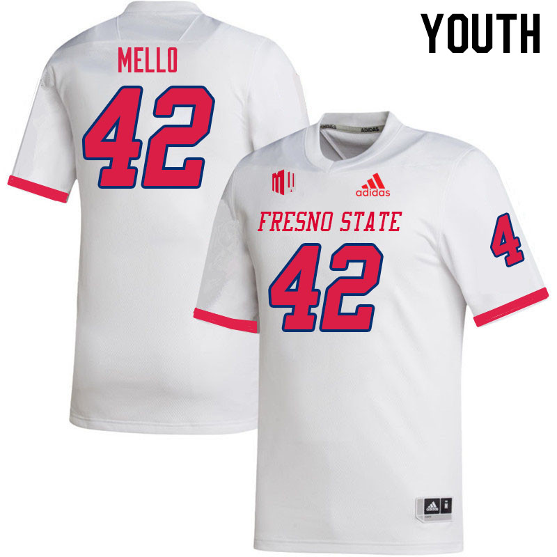 Youth #42 Tyler Mello Fresno State Bulldogs College Football Jerseys Sale-White - Click Image to Close